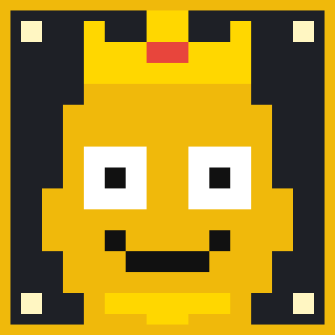 Epic Agentic Pixel: a gold character wearing a crown, in a gold frame