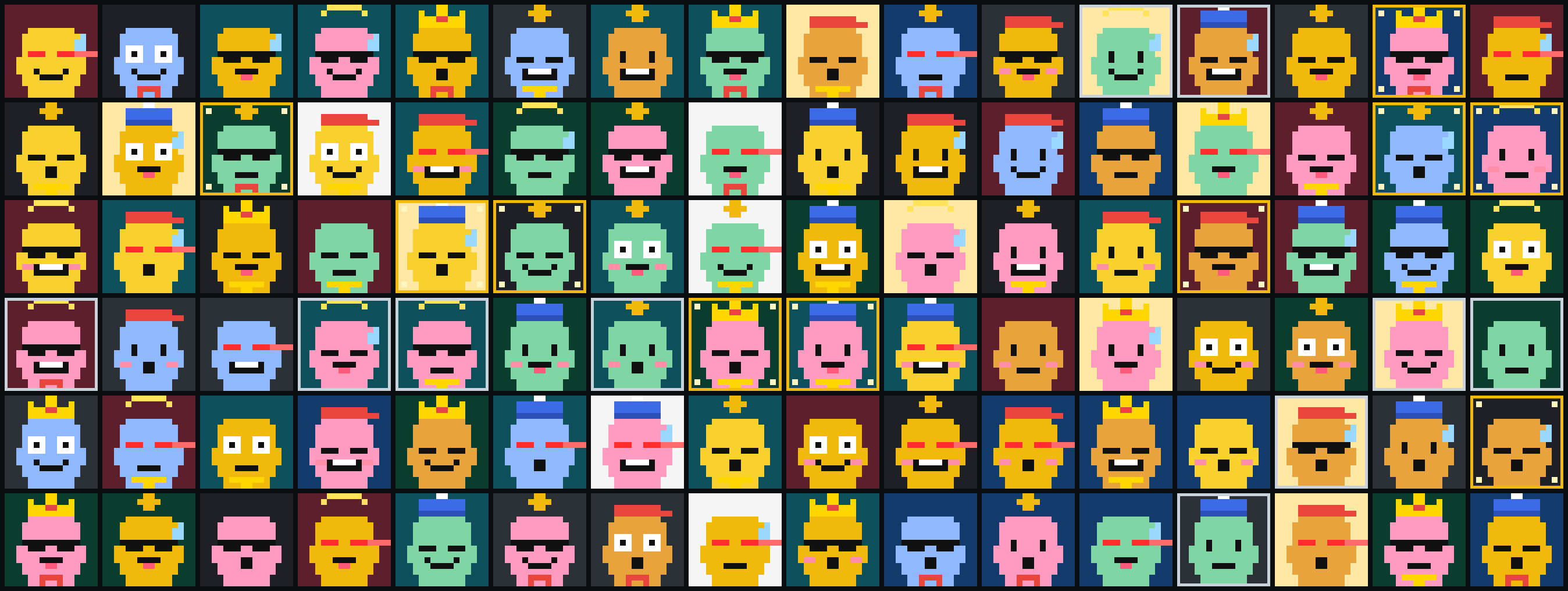 A wall of colorful Agentic Pixel characters